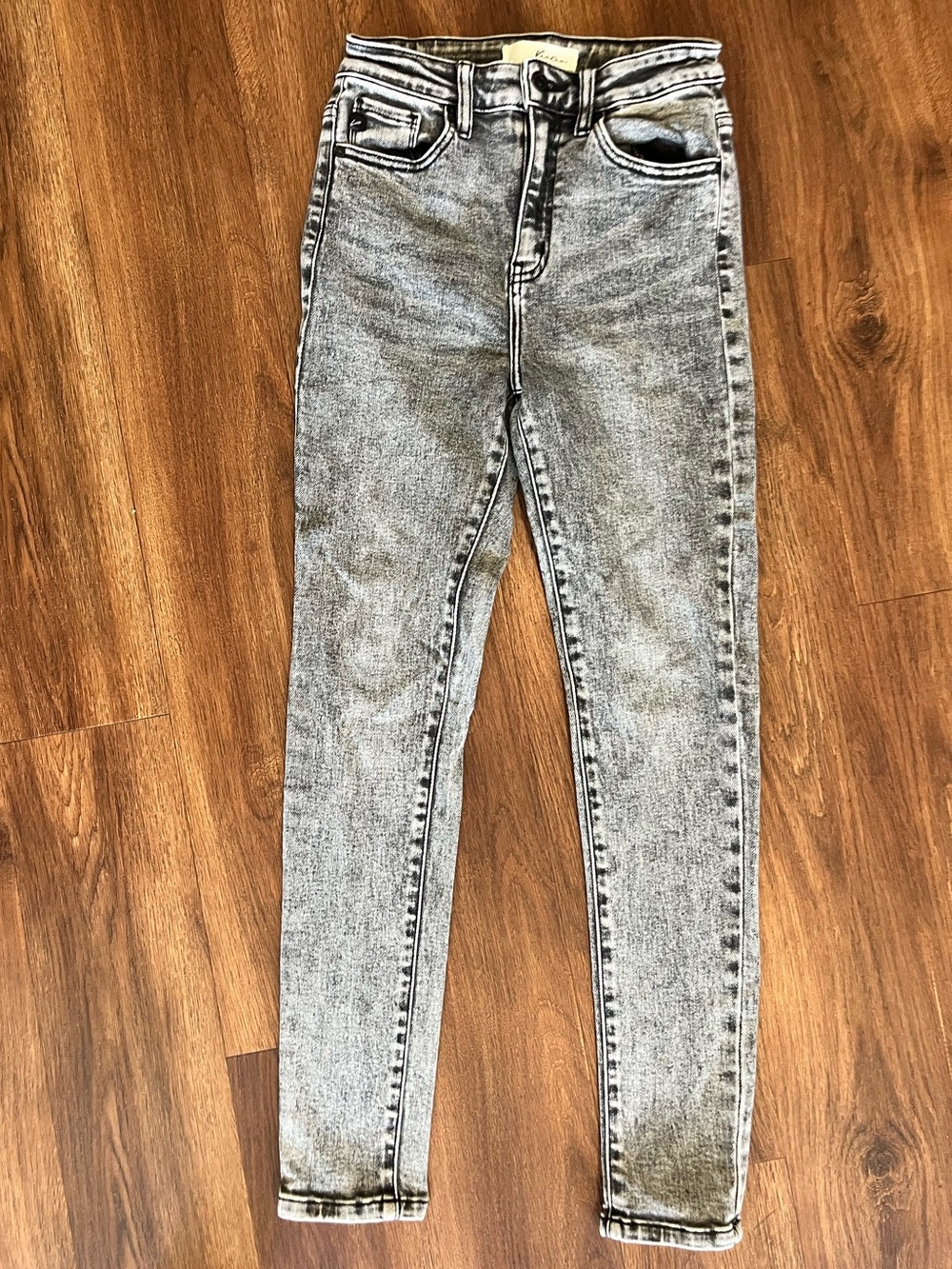 KanCan High-Rise Acid Wash Jeans - Gray/Black